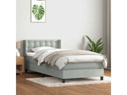 Vidaxl Cama Com Molas/colchão Cinzento-claro 80x220 Cm Veludo