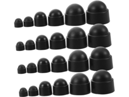 Conjunto de 145 peças de tampas protetoras hexagonais para porcas e parafusos.
