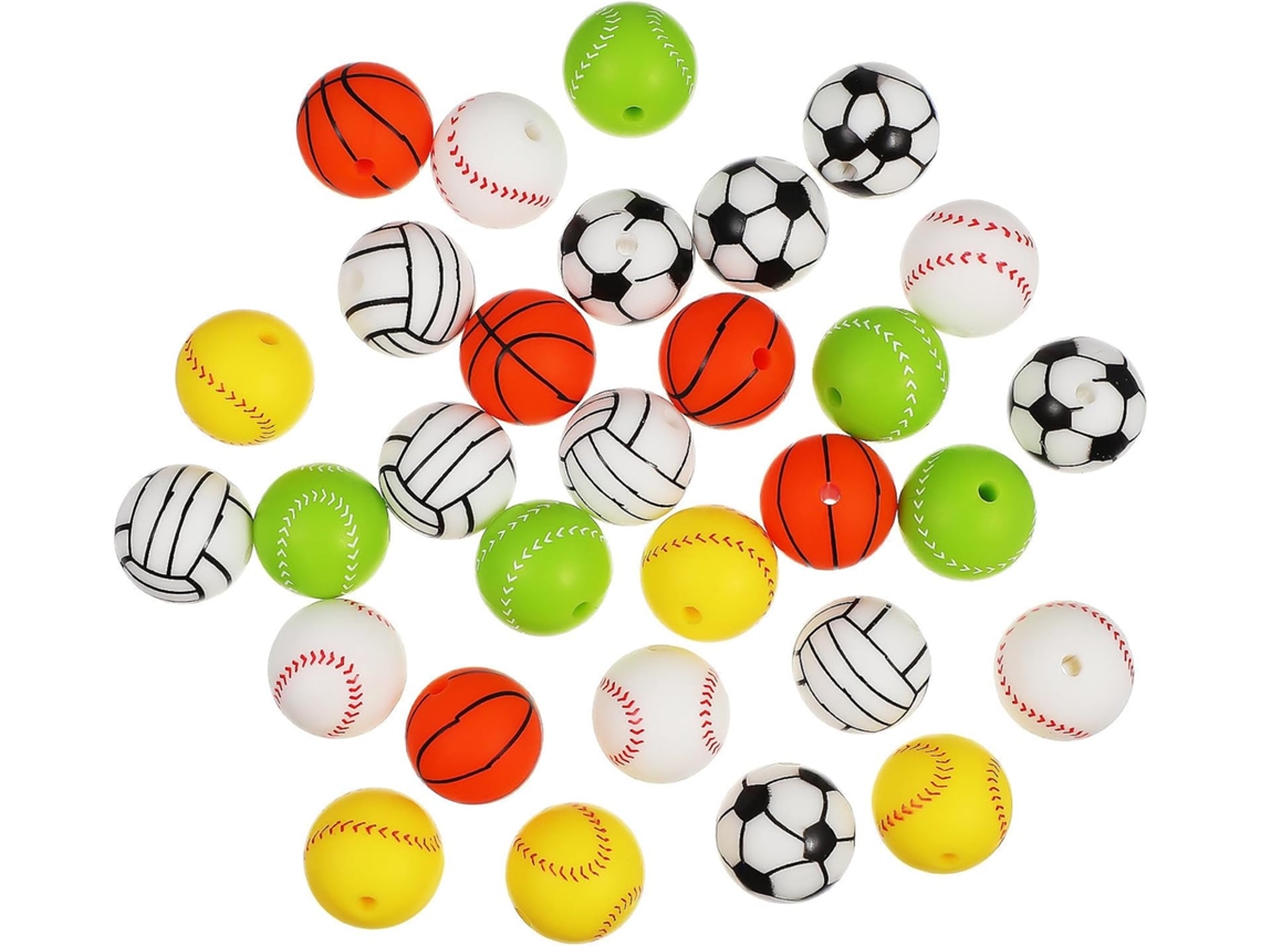 30 Peças De Contas Redondas De Silicone Para Pulseira