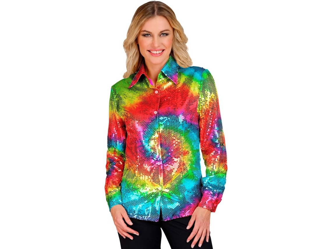 Traje neon fashion ou camisa com lantejoulas para mulher