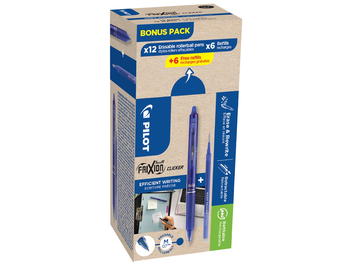 Caneta Rollerball PILOT Frixion Ball Clicker 07 Bonus Pack