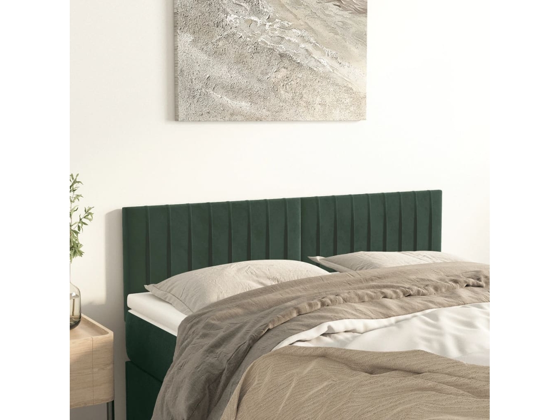 Cabecero de terciopelo de 2 piezas 72x5x78/88 cm verde oscuro