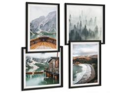Galeria De Pinturas Murais Vistas De Pontes E Pôr Do Sol Moldura Preta Imagens Para Um Quarto Infantil Espelharte (conjunto De 4 Imagens)