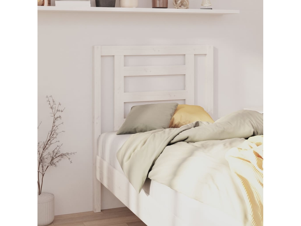 Vidaxl Cabeceira De Cama 81x4x100 Cm Pinho Maciço Branco