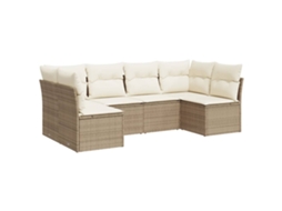 Conjunto de 6 Sofás P/ Jardim com Almofadões Vime Pe Bege MAISON EXCLUSIVE (80x200 cm)