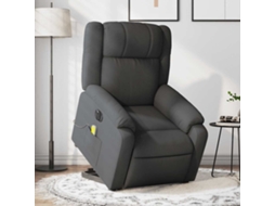 Vidaxl Poltrona Elétrica Elevatória Massagens Tecido Cinzento-escuro