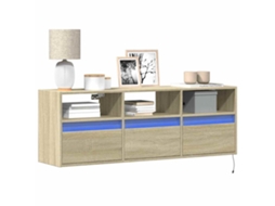 Vidaxl Móvel De Parede P/ Tv C/ Luzes Led 130x31x45 Cm Carvalho Sonoma