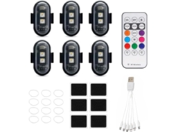 Dagijird Luzes De Advertência Led Sem Fio, 8 Cores Com Controle Remoto, 6 Luzes Estroboscópicas Led