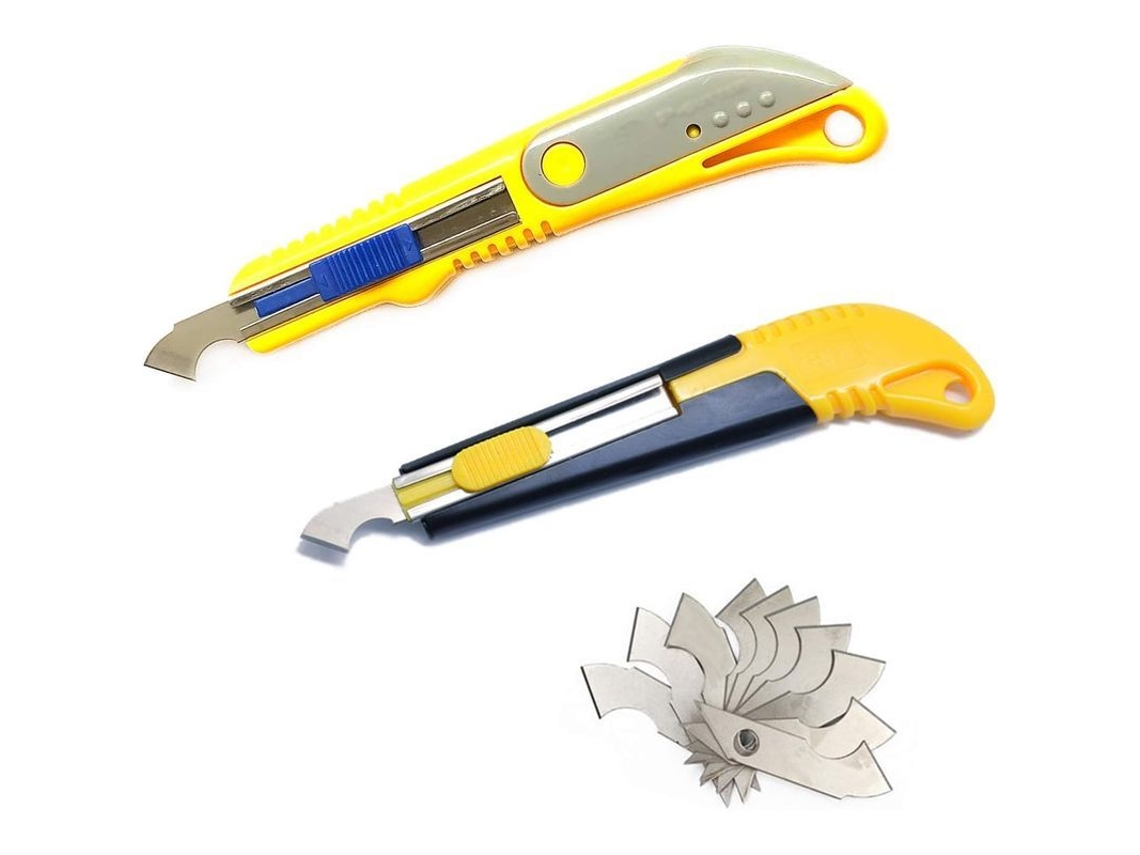 Conjunto De 2 Cortadoras De Plexiglás E 20 Lâminas Para Cortar Acrílico (amarelo/cinza)