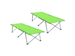 Conjunto 2 Cama De Camping Dobrável Vidaxl Verde Oxford (194 X 62,5 X 42,5 Cm)