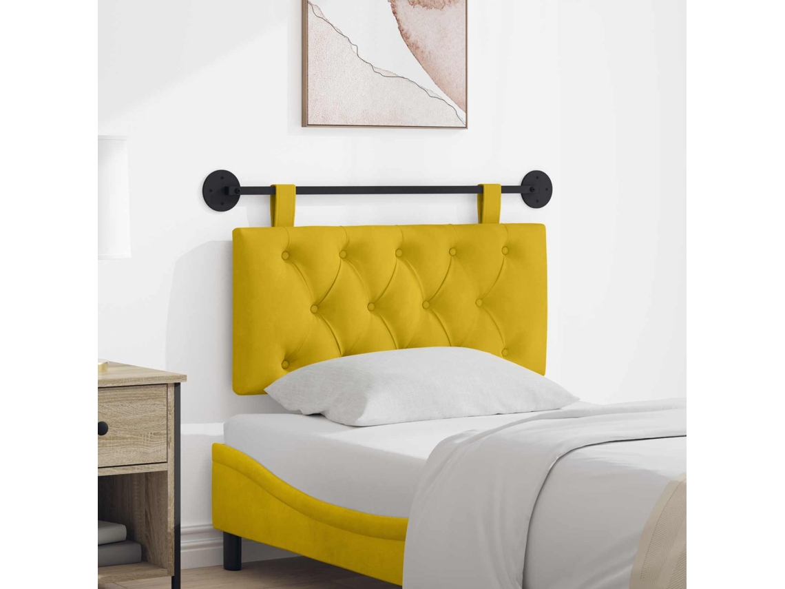 Vidaxl Cabeceira Suspensa Amarelo Veludo