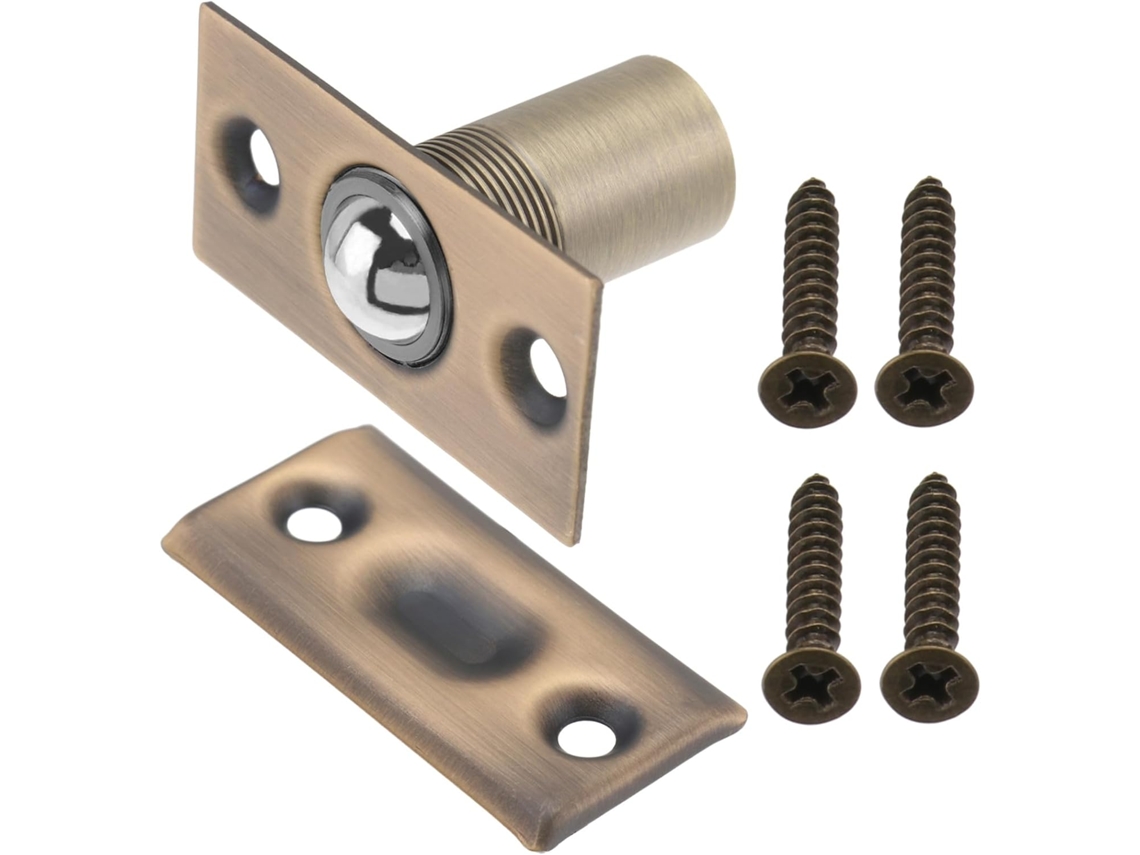 Fechadura De Porta Inoomp Com Esfera Latão E Mola, Leve E Resistente Ao Desgaste, Dourada, Para Armários
