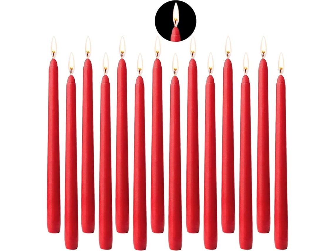 Conjunto De 14 Velas De Cera De Parafina De 10 Polegadas, Sem Perfume, Adequado Para Jantares, Modelos De Castiçal E Velas Cónicas