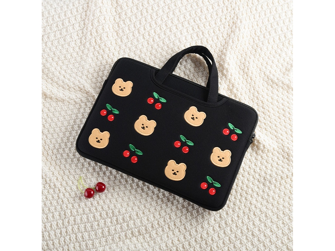 Lurelia Bolsa Para Portátil 13,3 A 13,6 Polegadas À Prova De Choque Urso Cereja Branco