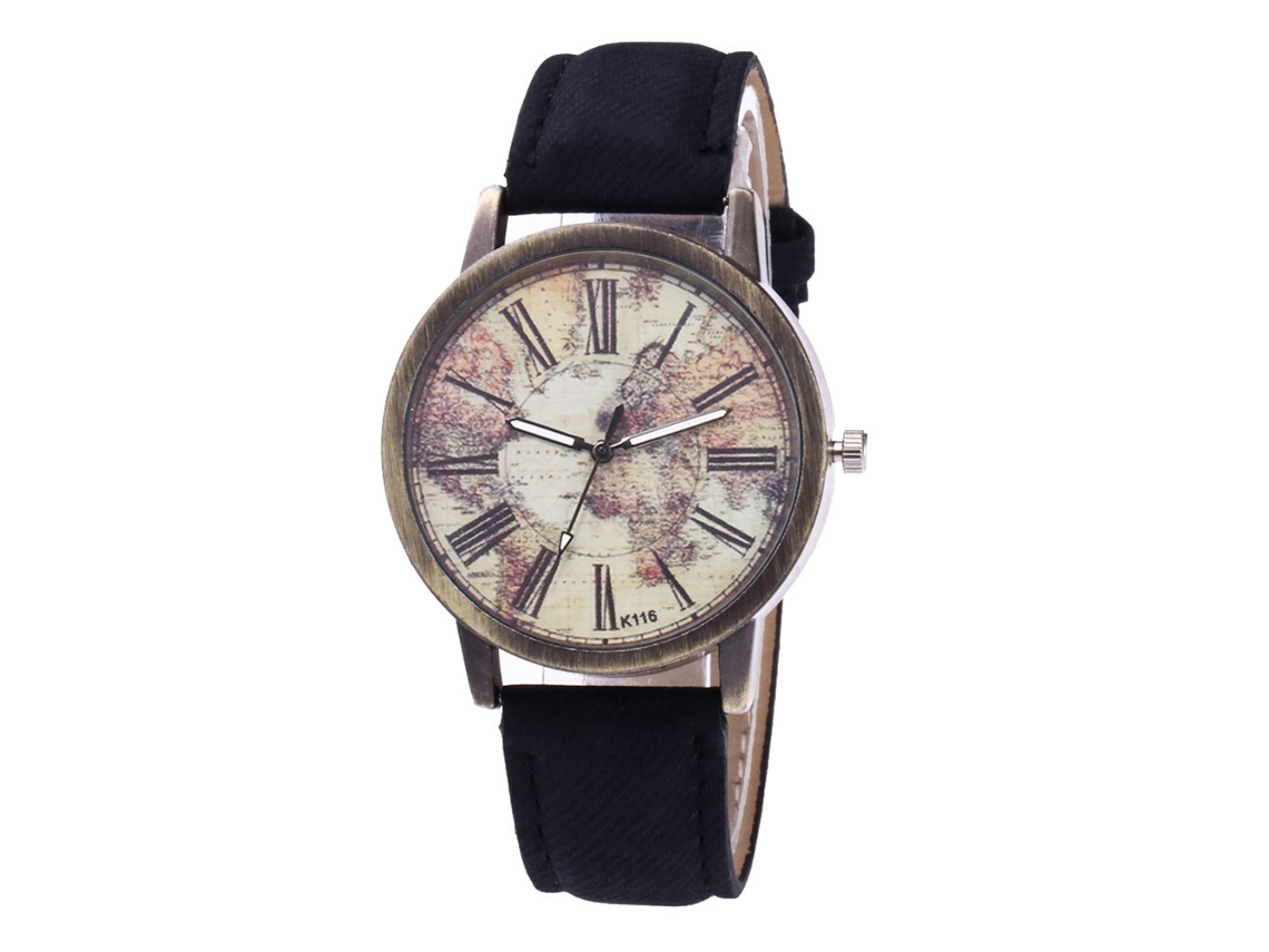 Relógio de pulso de quartzo casual unissex Zhoulianfa com pulseira de jeans (preto)