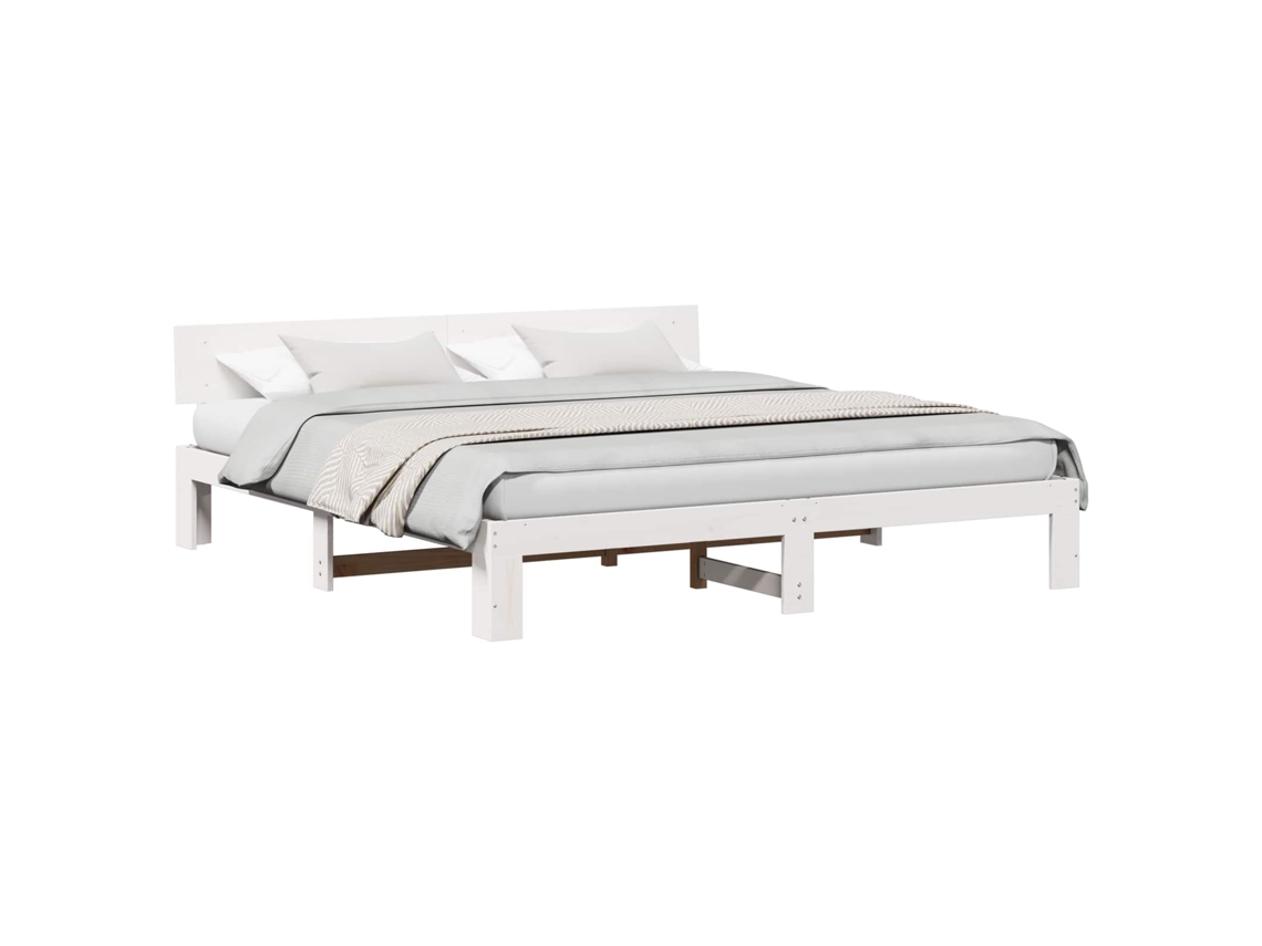 Vidaxl Estrutura da Cama com Cabeceira Branco 180 X 200 Cm
