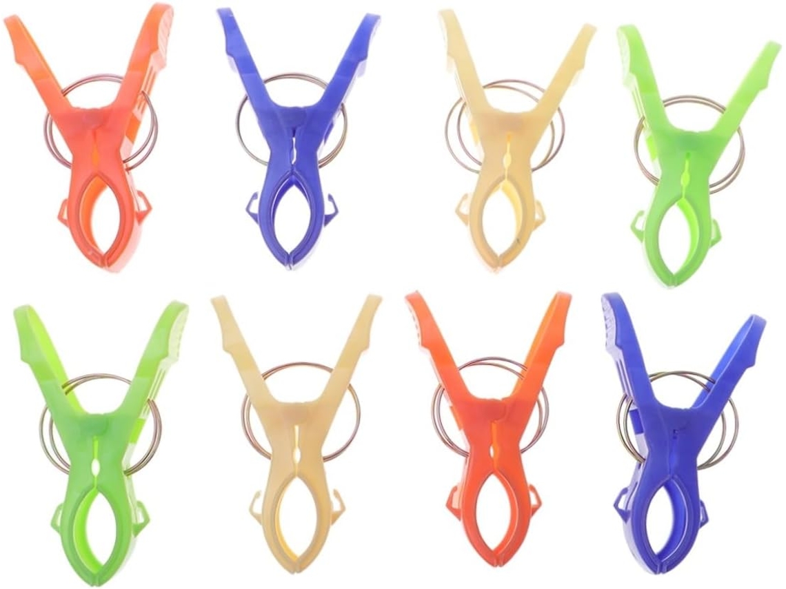 Conjunto De 8 Prendedores Para Toalha E Manta Praia, Plástico Resistente, Cores Vibrantes