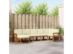 Vidaxl Conjunto De Sofás Para Exterior 7 Pcs Natural E Creme