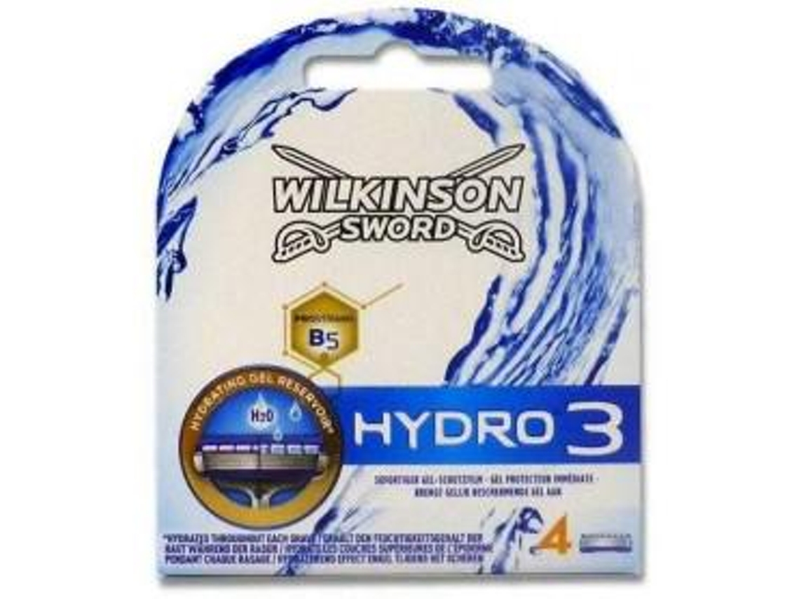 Wilkinson Sword Hydro 3 Recambio de 4 Cuchillas de Afeitar de 3 Hojas