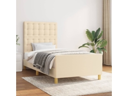 Vidaxl Estrutura de Cama Sem Colchão 90x200 Cm Tecido Creme