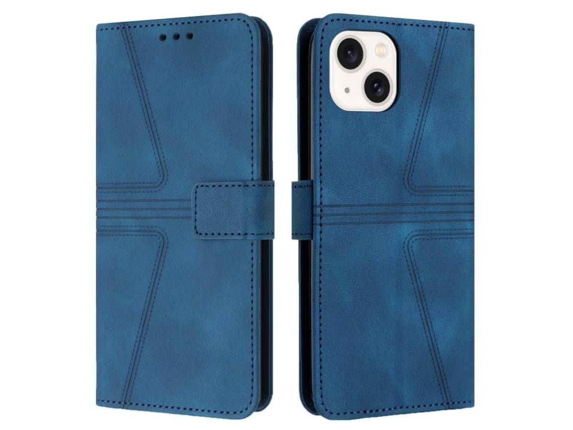 Capa De Couro Para Iphone 15 - Triangular - Cor Sólida