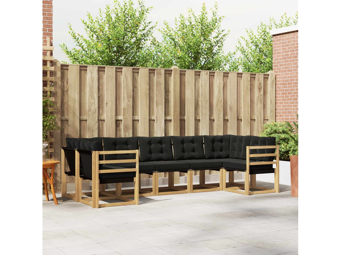 Vidaxl Conjunto De Sofás Para Exterior 7 Pcs Branco E Preto