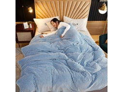 Cobertor Xadrez Extra, Cobertor Xadrez De Lã (azul E Branco, 120x200cm) Klb-aquaforge