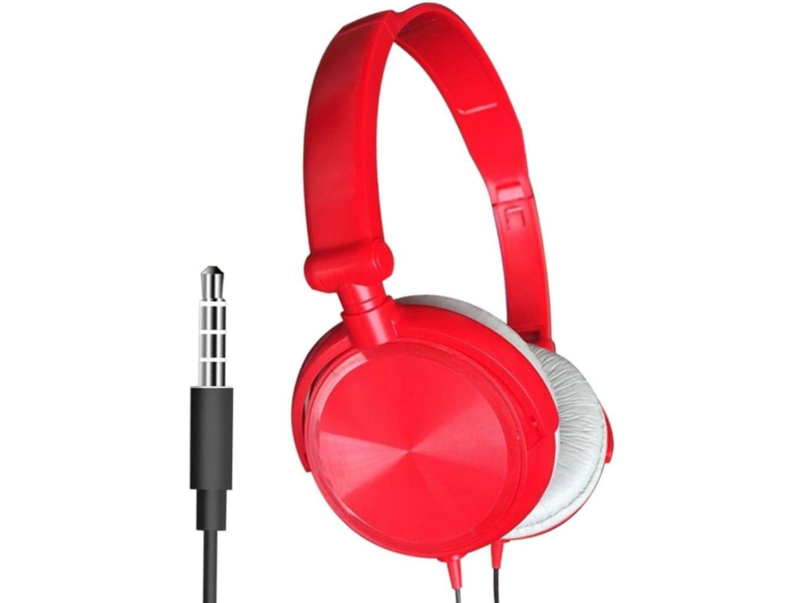 Fone De Ouvido Portátil S1 Com Fio 3, 5mm, Estéreo E Dobrável, Vermelho Sem Microfone