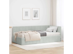 Vidaxl Estrutura De Cama De Canto Com Colchão 2 Unid. Cinzento-claro