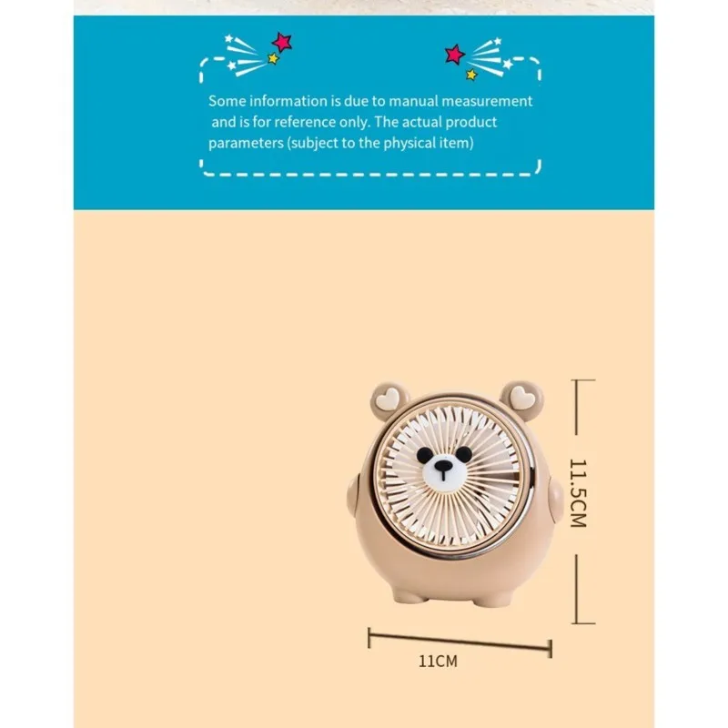 Novo Ventilador De Mesa Recarregável Usb Em Formato De Urso Fofo, Com 3 Velocidades De Vento, Em Conformidade Com Os Padrões Europeus.