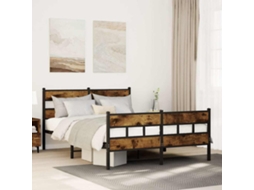 Estrutura De Cama Sem Colchão 135x190 Cm Metal Carvalho Fumado