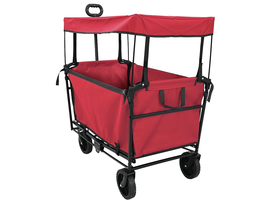 Maison Exclusive - Carrinho De Compras Dobrável Com Freios Vermelho Tecido Oxford