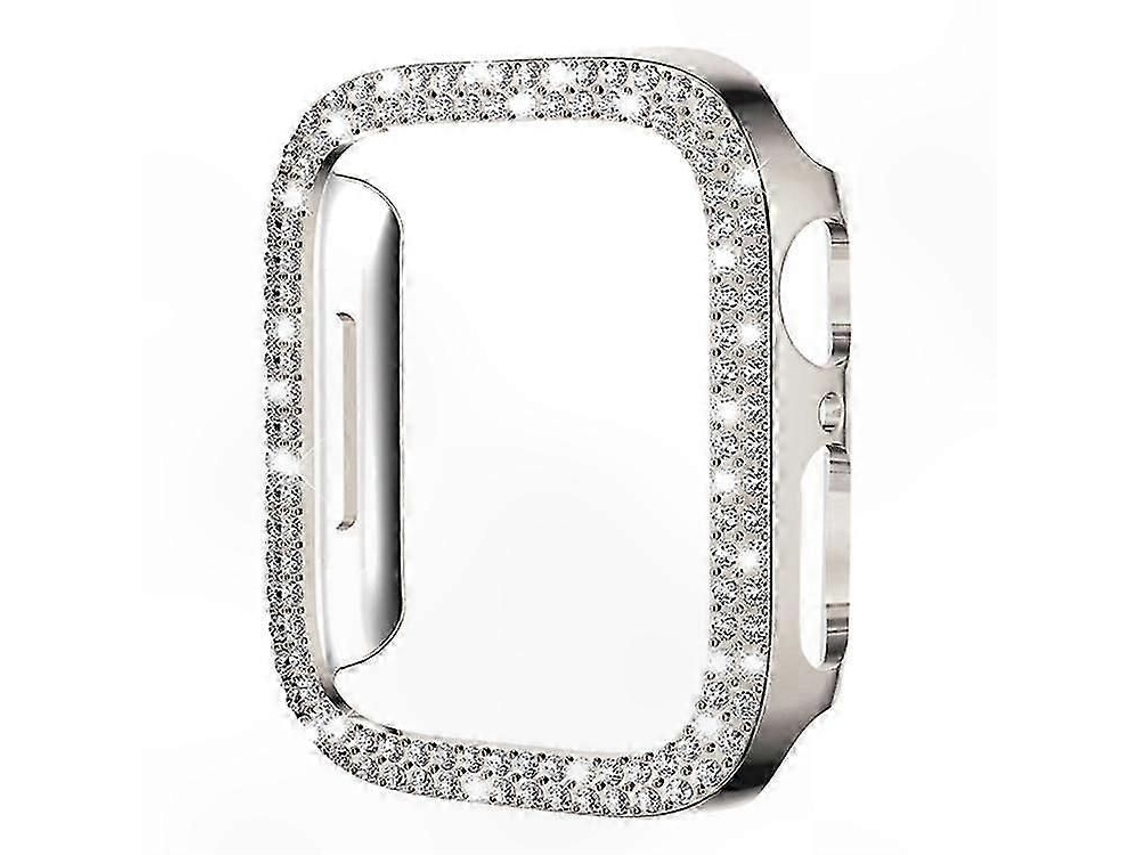 Capa De Policarbonato Vazada Com Diamantes Em Fileira Dupla Para Smartwatches.