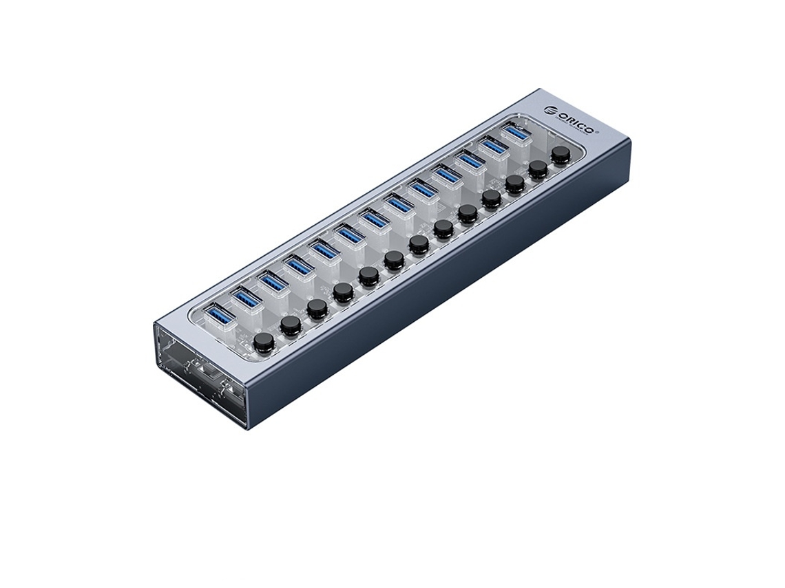 Yizhood USB Hub Docking Station USB 3.0 Hub com QC 13 Carregador rápido Várias portas com interruptor cinza