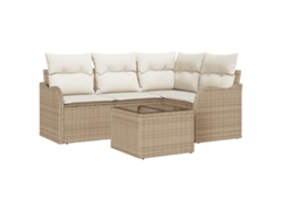 Conjunto 5 Conjunto De Jardim Vidaxl Bege Vime Pe (177,5 X 122,5 X 69 Cm)