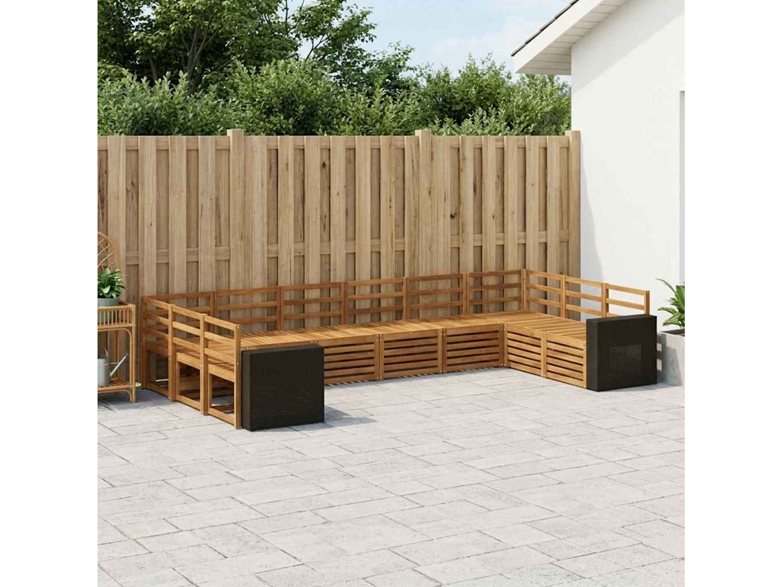 Vidaxl Conjunto De Sofá Sectional 10 Pcs Natural