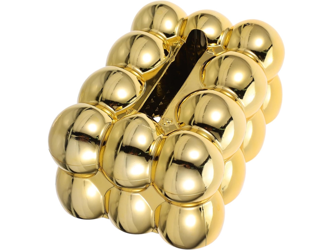 Elegante Porta-lenços Retangular De Plástico Dourado Para Bancada, Sala De Estar E