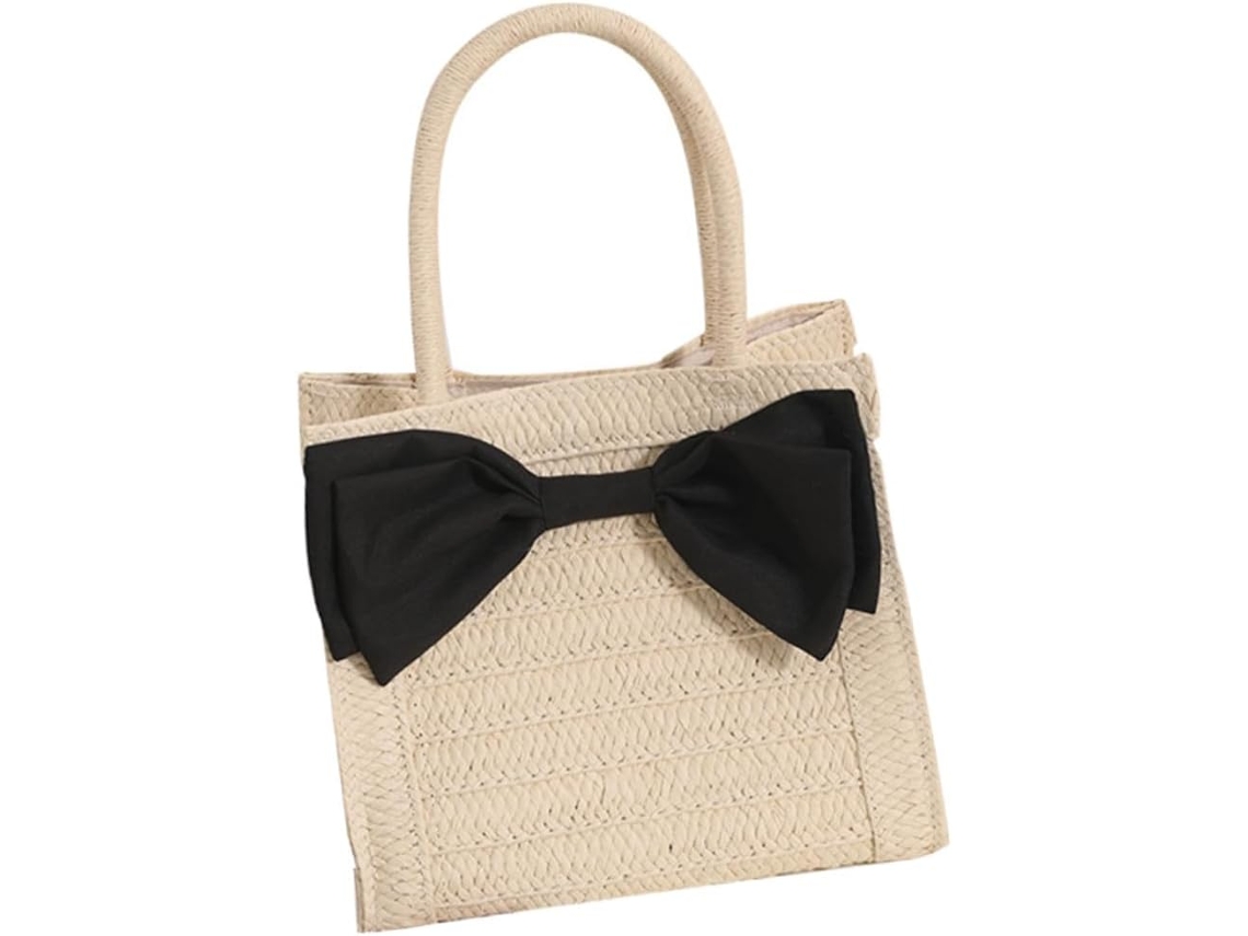 Bolsa De Praia Feminina Em Tecido Trançado, Bolsa Tote Casual, Bolsa Grande Para Compras Diárias.