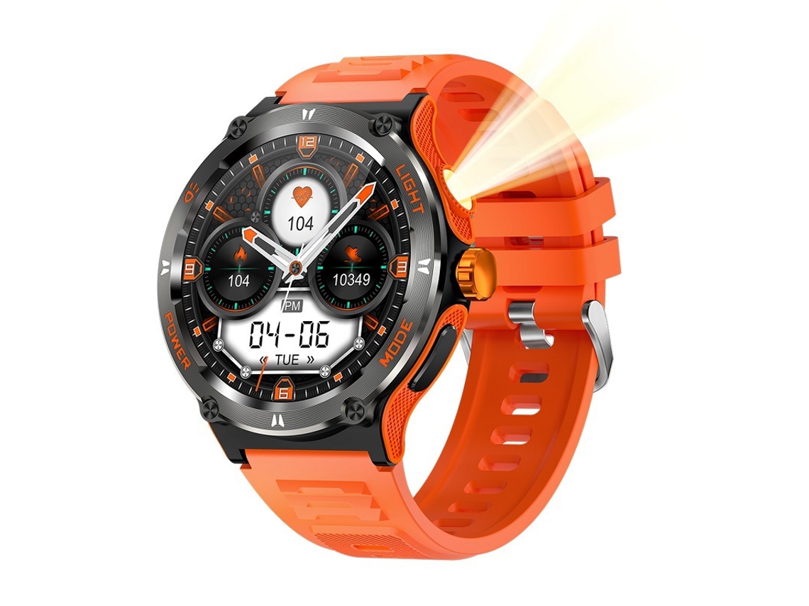 Smartwatch Panoona 1,53" Luz Led Alta Potência 3 Modos Lanterna Impermeável Laranja