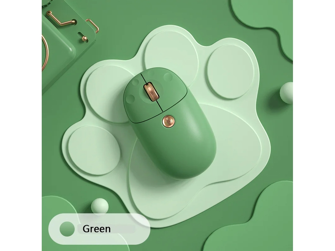 Rato YIZHOOD Cat Claw Bluetooth 2.4G Bluetooth Tri-Mode Menina Óptica Silenciosa Sem Fio Para Laptop PC verde
