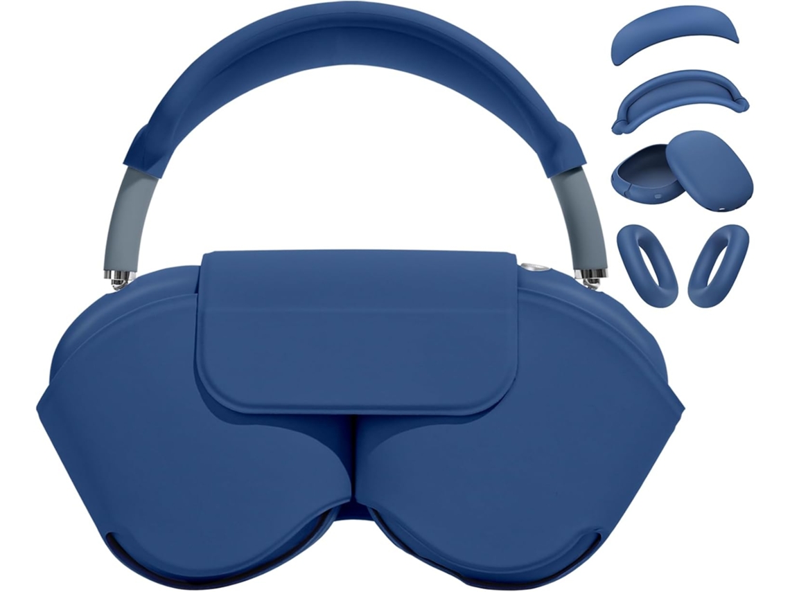 Capa de Silicone 4 em 1 para Airpods Max, com Bolsa de Armazenamento, Material de Couro Macioazulczhhmart