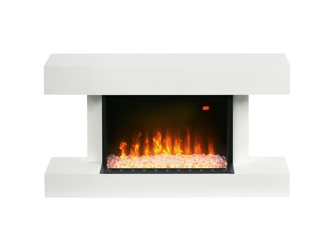 Lareira Elétrica NOVAVEST 1000w/2000w, Silenciosa, Temporizador, para 15-25 M², 98x27x54,5 cm, Branca