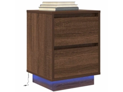 Vidaxl Mesa De Cabeceira Com Luzes Led 38x34x50 Cm Carvalho Castanho