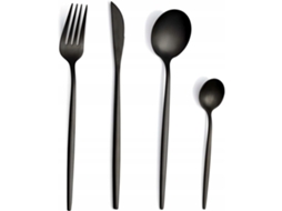 24 Peças De Utensílios Para 6 Pessoas Aço Inoxidável Preto