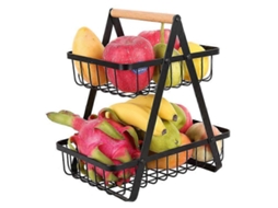 Omni rack de Verduras de 2 Capas, Canasta de Almacenamiento Desmontable para Frutas Y Verduras, Soporte Metálico Multifuncional