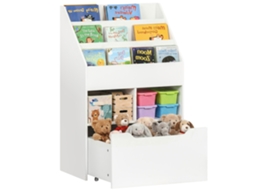 Pequena estante infantil com prateleiras e gaveta, MDF, 60x29.9x90cm, branco | S/MARCA
