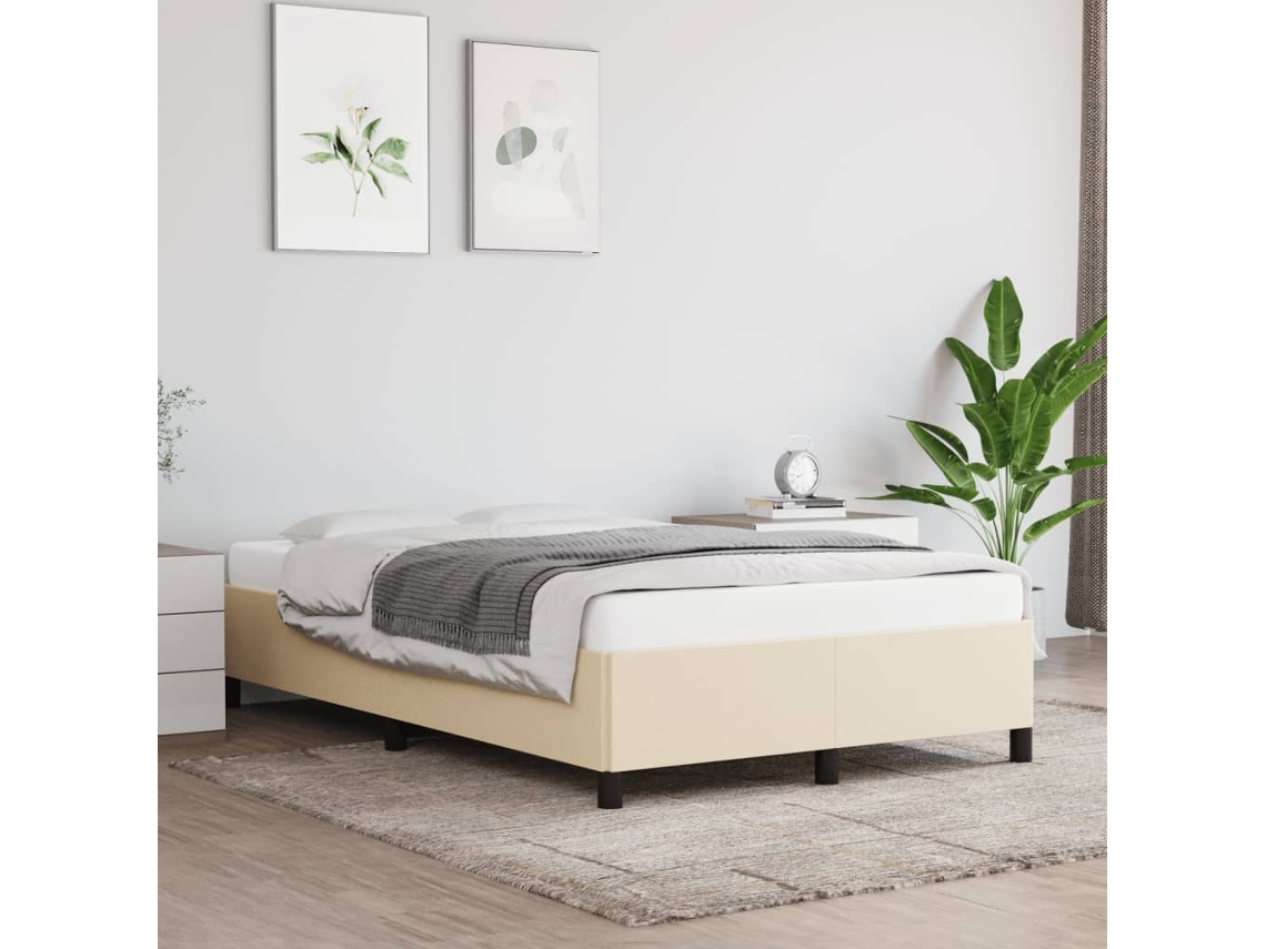 Vidaxl Estrutura De Cama Sem Colchão 120x190 Cm Tecido Creme