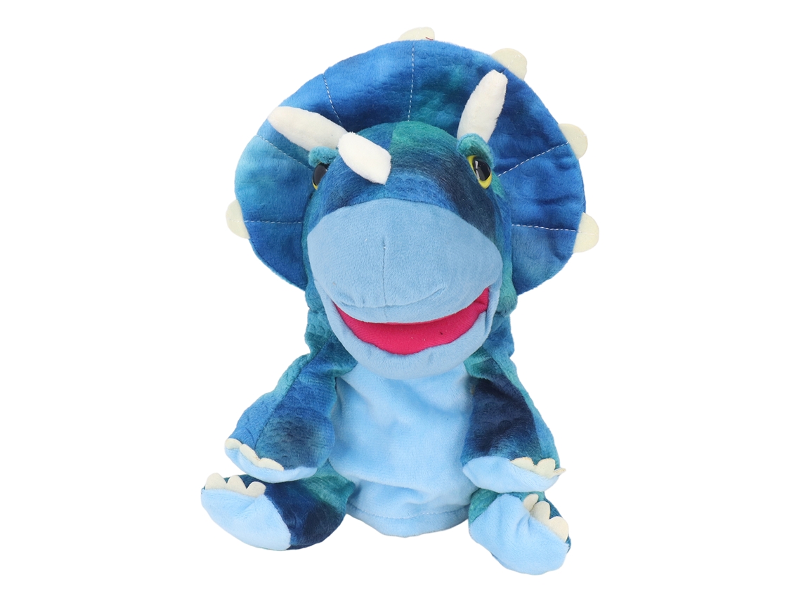Rebe-marioneta De Mão Animal De Pelúcia Macio E Bonito Com Boca Aberta Móvel Azul 25cm