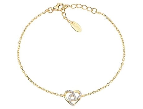 Pulseira Amen Coração Prata Dourada Zircões 163 Cm
