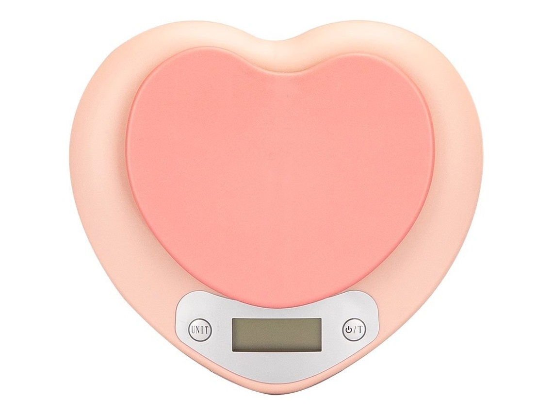 Balança De Cozinha Rosa Em Forma Coração 5kg Com Grande Display Lcd, Função Tara, Acessório Doméstica Para Cozinhar E Churrasco